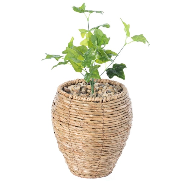 Foro 10.5 x 8.25 x 8.25 in. Woven Round Flower Pot Planter Basket, Leak-Proof Plastic Lining Beige, Small FO3177819 - main